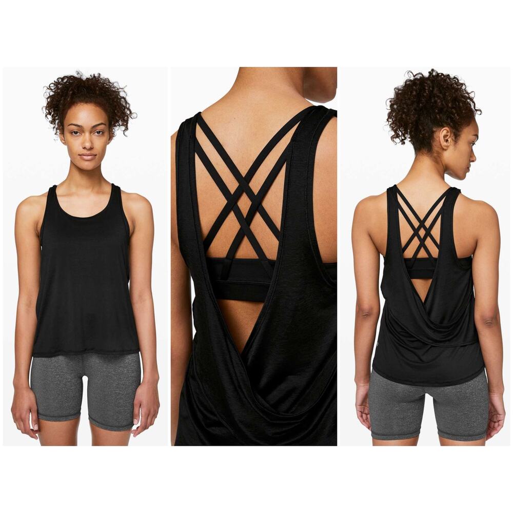 Lululemon Reenergized 2-in-1 Bra Tank Black Size 4 Open Back #W1BOJS